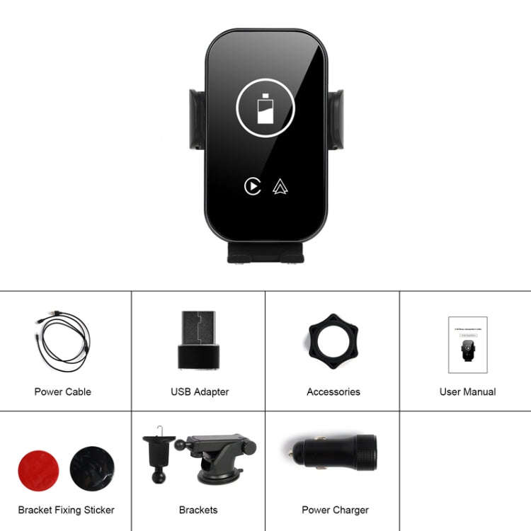 Fast Charging Retractable Recharging Cell Phone Holder With Wireless CarPlay Android Auto Functio...
