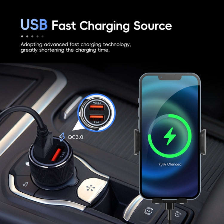 Fast Charging Retractable Recharging Cell Phone Holder With Wireless CarPlay Android Auto Functio...