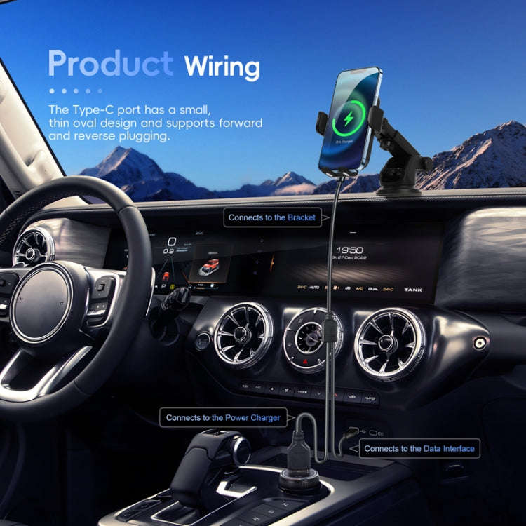 Fast Charging Retractable Recharging Cell Phone Holder With Wireless CarPlay Android Auto Functio...