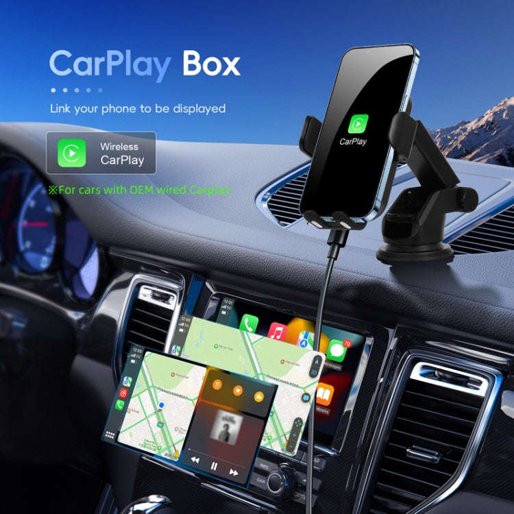 Fast Charging Retractable Recharging Cell Phone Holder With Wireless CarPlay Android Auto Functio...