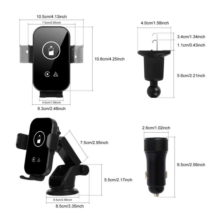 Fast Charging Retractable Recharging Cell Phone Holder With Wireless CarPlay Android Auto Functio...