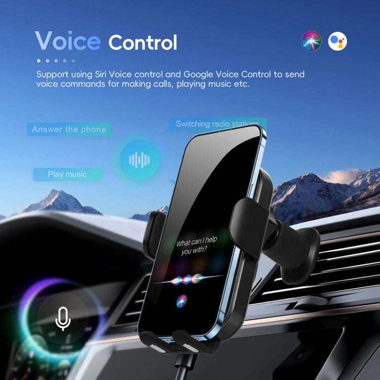 Fast Charging Retractable Recharging Cell Phone Holder With Wireless CarPlay Android Auto Functio...