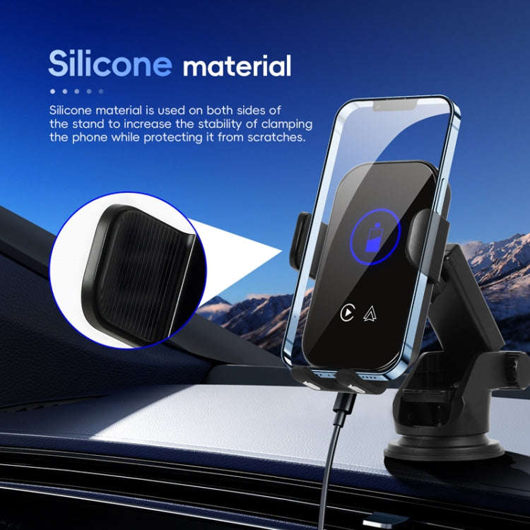 Fast Charging Retractable Recharging Cell Phone Holder With Wireless CarPlay Android Auto Functio...
