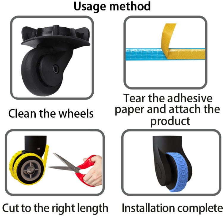 4pcs/ Set Cuttable Trolley Caster Cases Universal Wheel Silent Noise Reducing Silicone Protective...