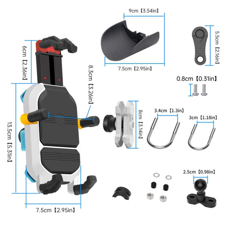 Colorful Motorcycle Shock-absorbing Navigation Mobile Phone Holder(Handlebar Model)