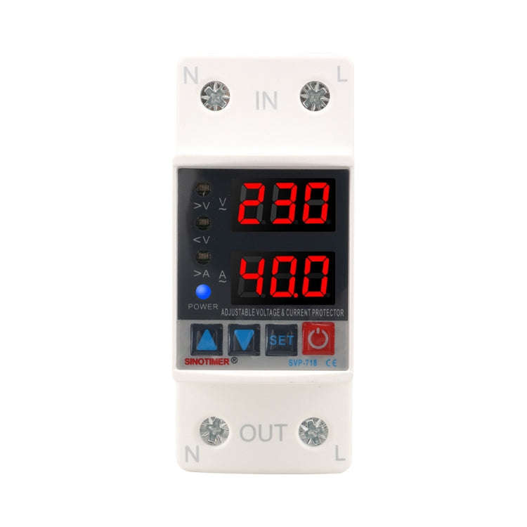 SINOTIMER SVP-718 40A Adjustable Self-resetting Intelligent Over-voltage and Under-voltage Protec...