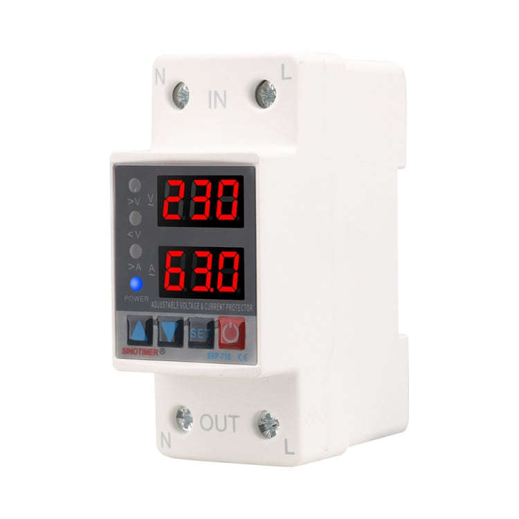 SINOTIMER SVP-718 63A Adjustable Self-resetting Intelligent Over-voltage and Under-voltage Protec...