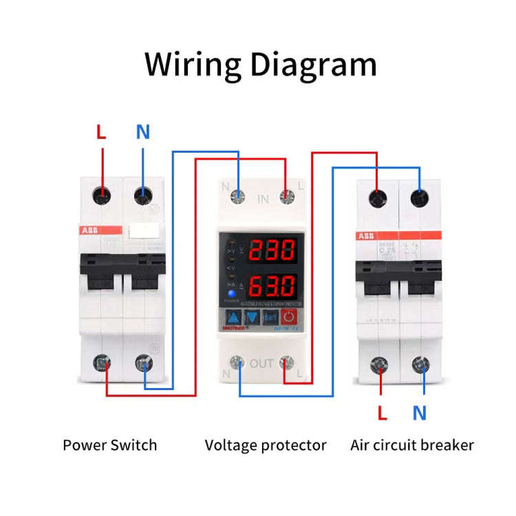 SINOTIMER SVP-718 40A Adjustable Self-resetting Intelligent Over-voltage and Under-voltage Protec...