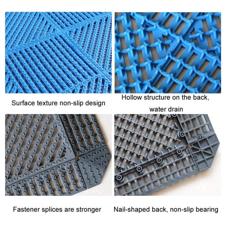 30x30cm Bathroom Floor Mats Non-slip Hydrophobic PVC Hollow Dirt-resistant Foot Mats(Light Blue)
