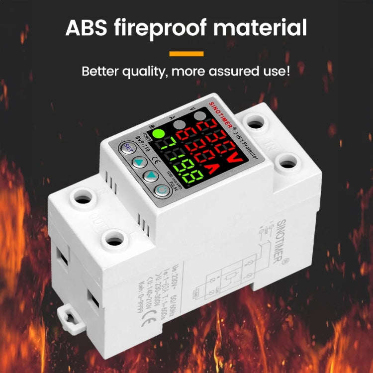 SINOTIMER SVP-719 63A_N Over Under Voltage Protector Electricity Usage Monitor Power Voltmeter