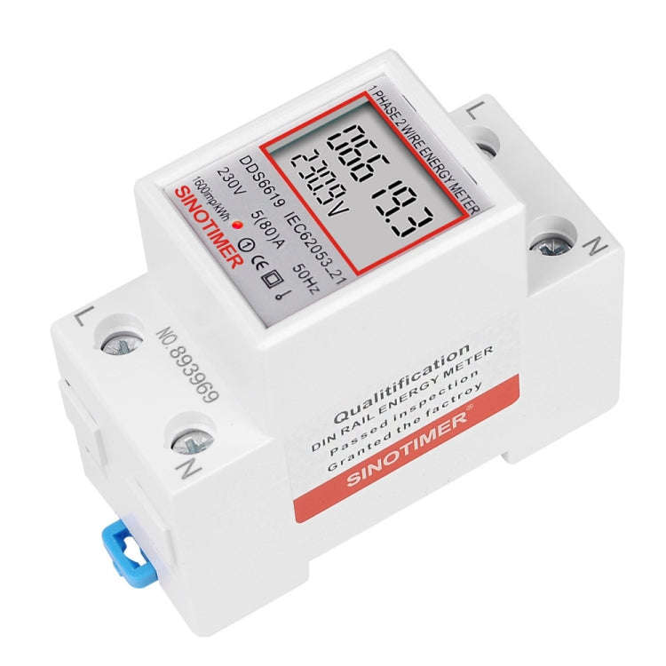 SINOTIMER  DDS6619 80A 230V Din Rail Single Phase Energy Meter Voltage Current Power Meter Withou...