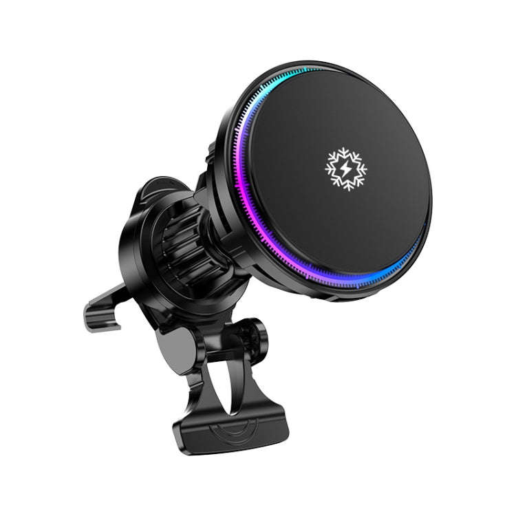 15W Car Wireless Charger Semiconductor Heat Dissipation Mobile Phone Holder RGB Light(Black)