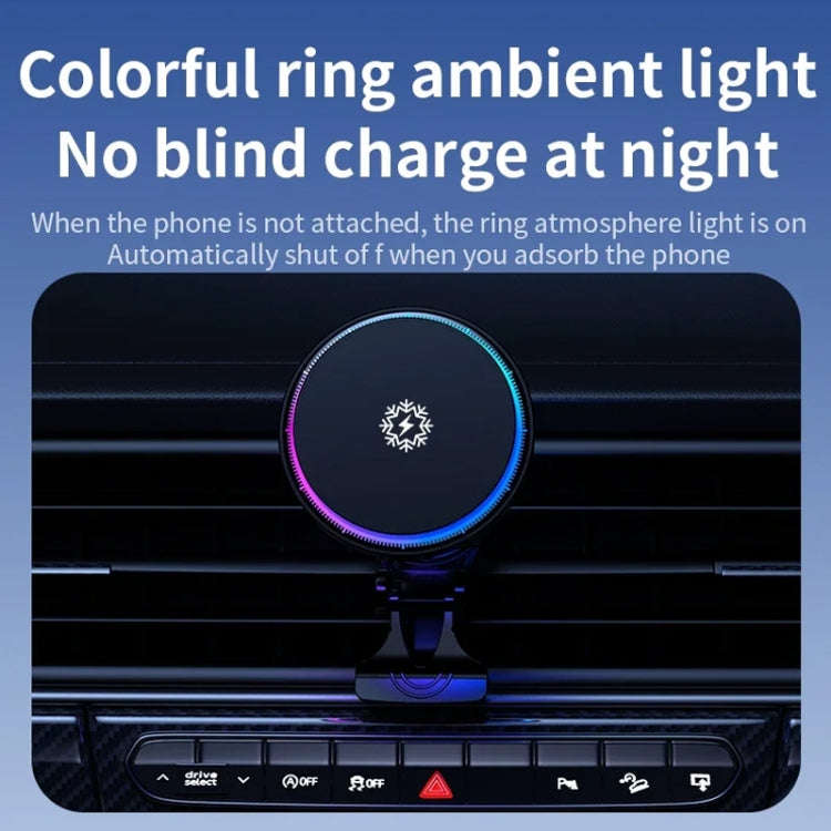 15W Car Wireless Charger Semiconductor Heat Dissipation Mobile Phone Holder RGB Light(Black)