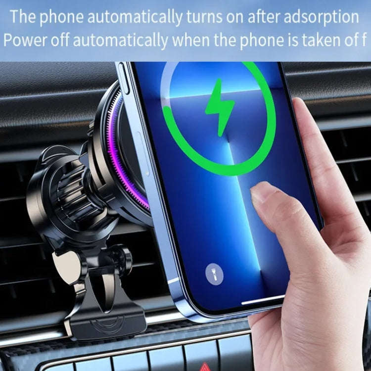 15W Car Wireless Charger Semiconductor Heat Dissipation Mobile Phone Holder RGB Light(Black)