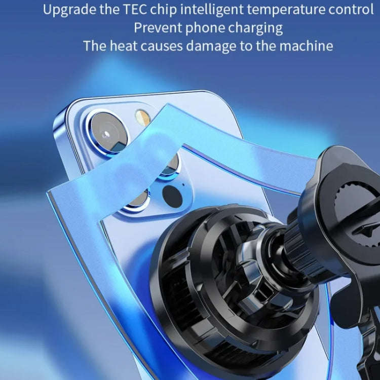 15W Car Wireless Charger Semiconductor Heat Dissipation Mobile Phone Holder RGB Light(Black)