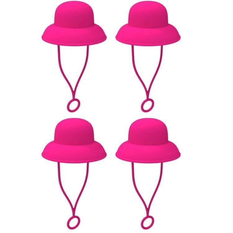 4pcs /Set Silicone Straw Cap 6-10mm Universal Size Dust Plugs, Style: Vintage Hat Rose Red