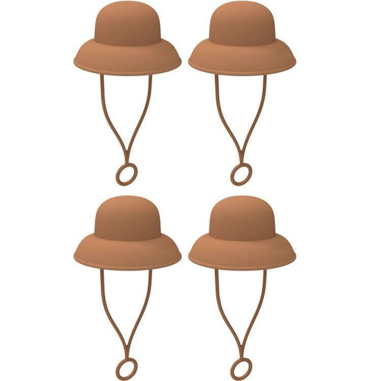 4pcs /Set Silicone Straw Cap 6-10mm Universal Size Dust Plugs, Style: Vintage Hat Brown