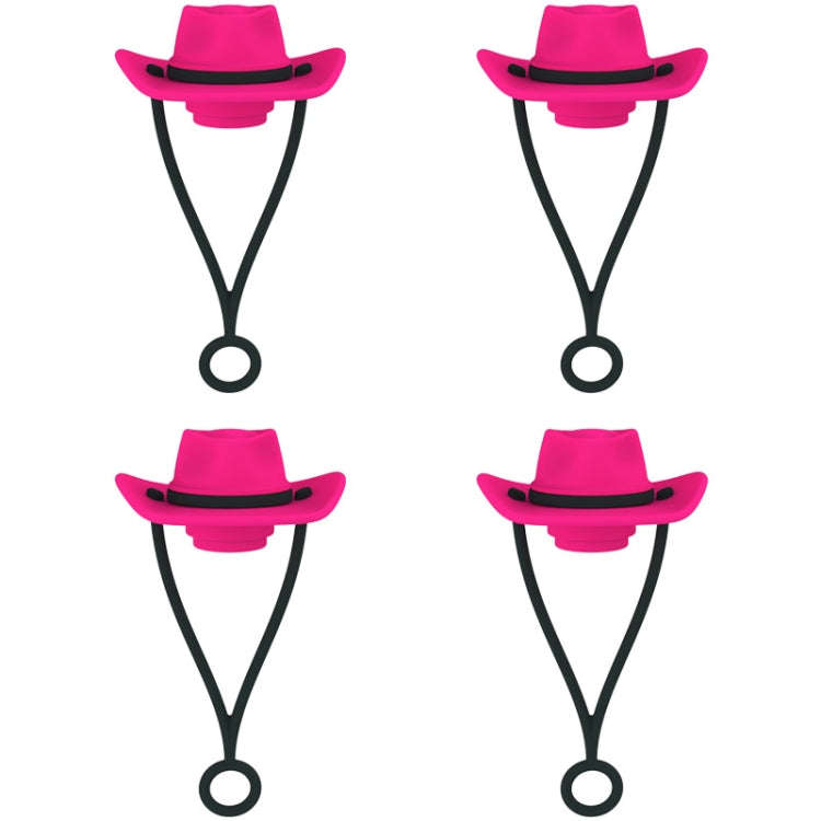 4pcs /Set Silicone Straw Cap 6-10mm Universal Size Dust Plugs, Style: Hanging Rope Cowboy Hat Ros...