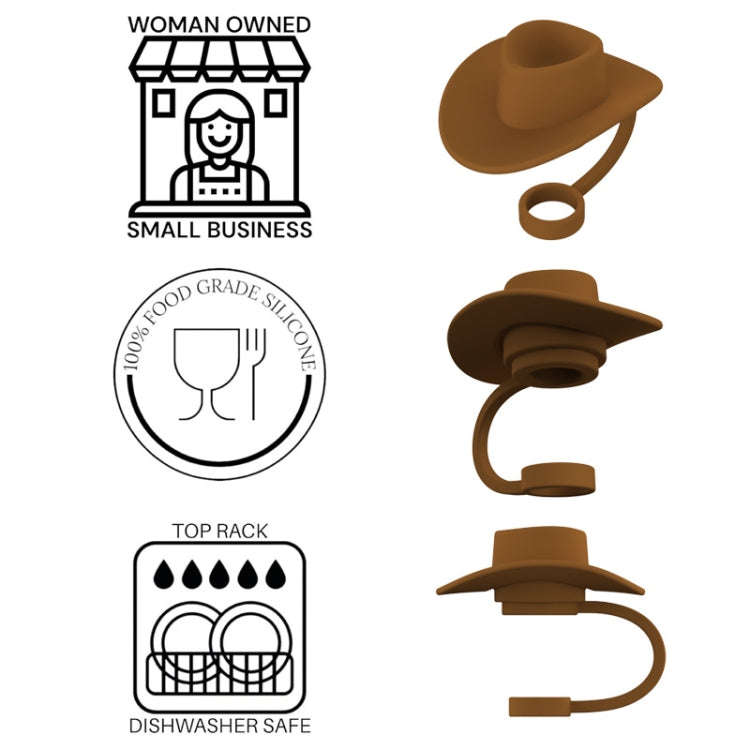 4pcs /Set Silicone Straw Cap 6-10mm Universal Size Dust Plugs, Style: Vintage Hat Black