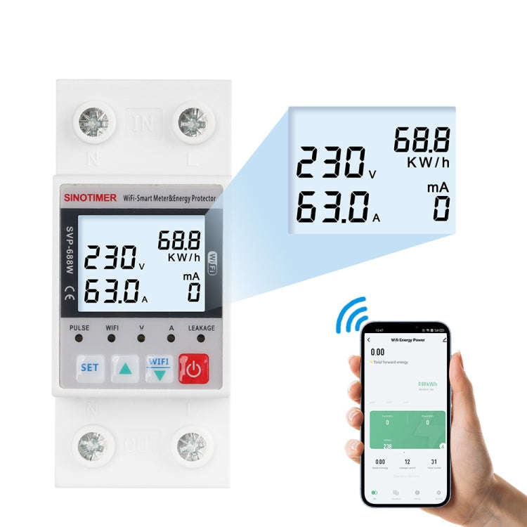 SINOTIMER SVP-688W  TUYA APP WiFi Smart Circuit Breaker Over Under Voltage Protector