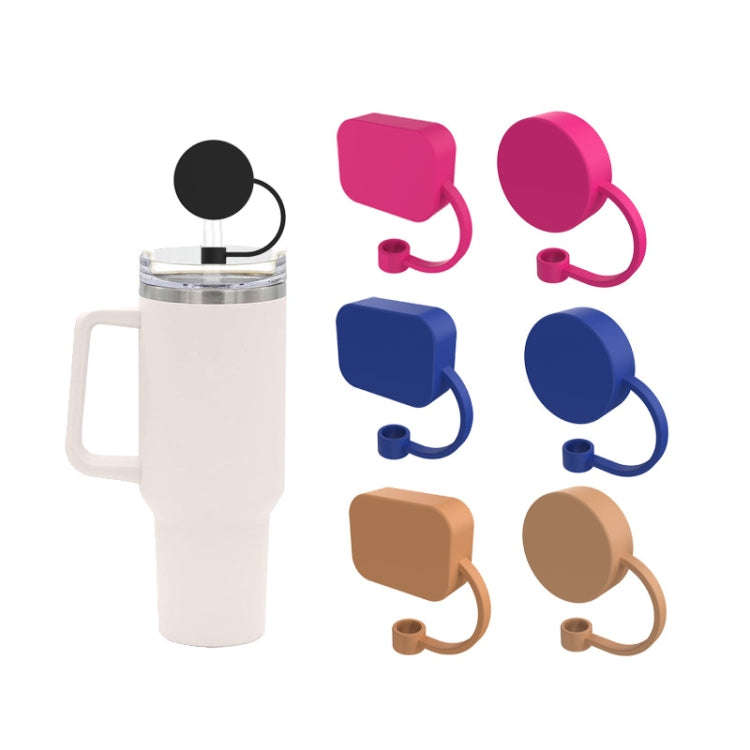 Silicone Straw Cap 6-10mm Mark Cup Straws Dust Cover, Style: Round Blue