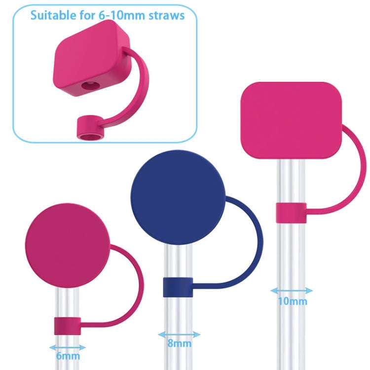 Silicone Straw Cap 6-10mm Mark Cup Straws Dust Cover, Style: Round Blue
