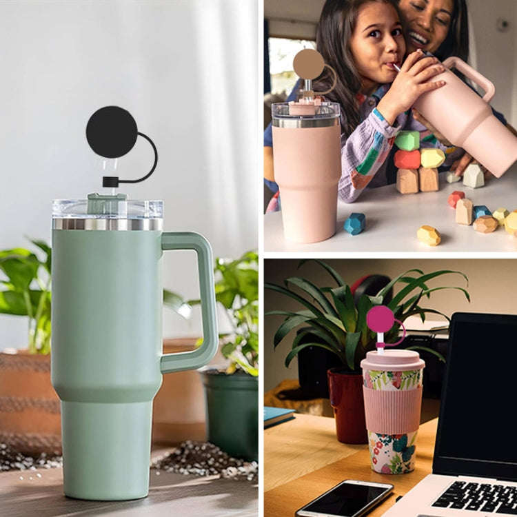 Silicone Straw Cap 6-10mm Mark Cup Straws Dust Cover, Style: Round Blue
