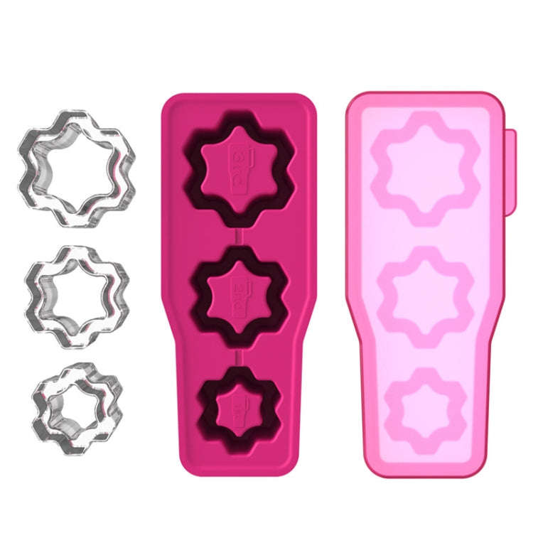 For Stanley Silicone Ice Compartment Large Capacity Ice Mould With Lid, Style: Snowflake Pink