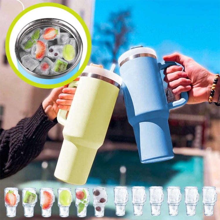 For Stanley Silicone Ice Compartment Large Capacity Ice Mould With Lid, Style: Snowflake Blue