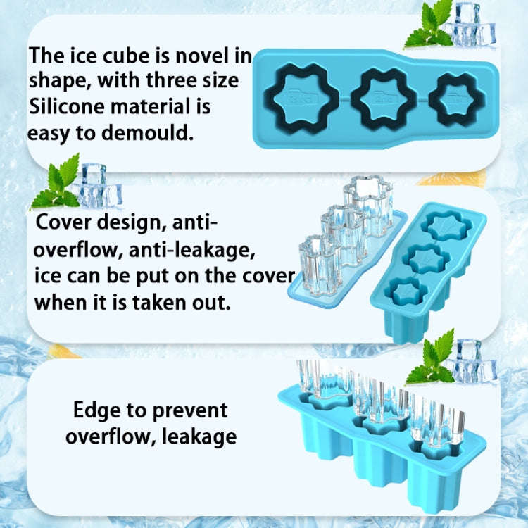 For Stanley Silicone Ice Compartment Large Capacity Ice Mould With Lid, Style: Snowflake Blue