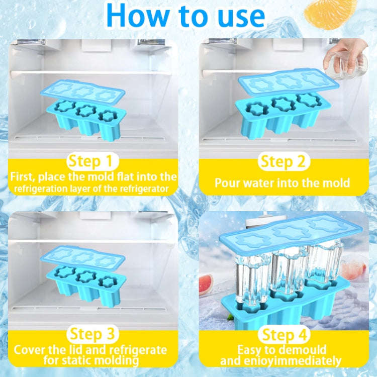 For Stanley Silicone Ice Compartment Large Capacity Ice Mould With Lid, Style: Snowflake Blue