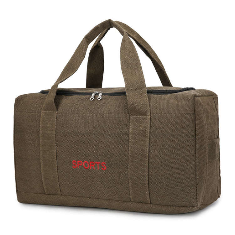 Portable Luggage Bag Canvas Large Capacity Travel Backpack Storage Moving Bag, Size: Small(Khaki)