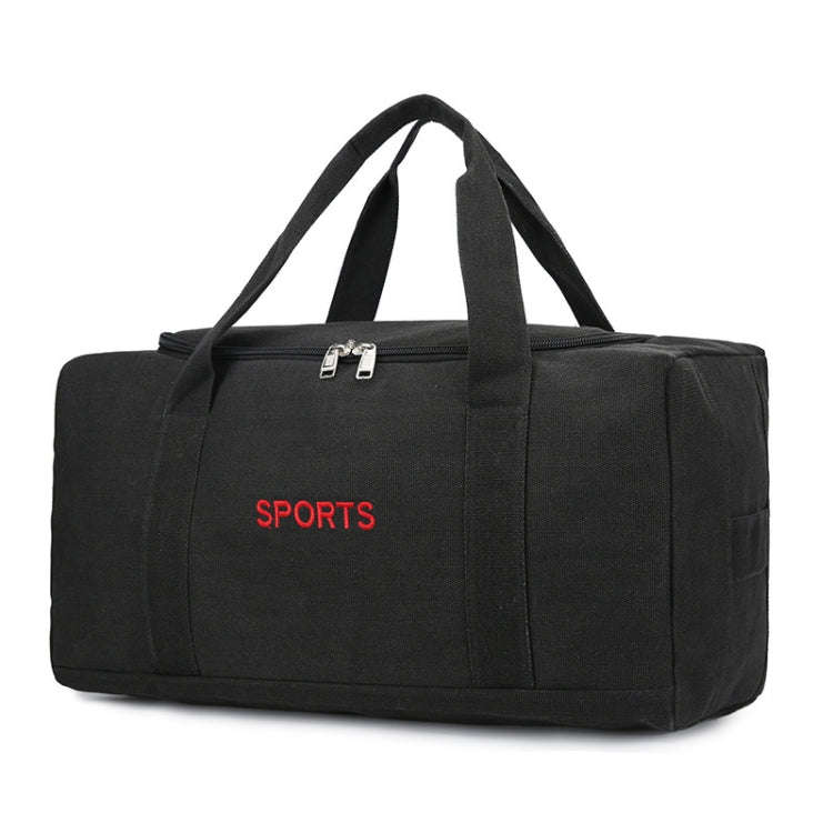 Portable Luggage Bag Canvas Large Capacity Travel Backpack Storage Moving Bag, Size: Small(Black)