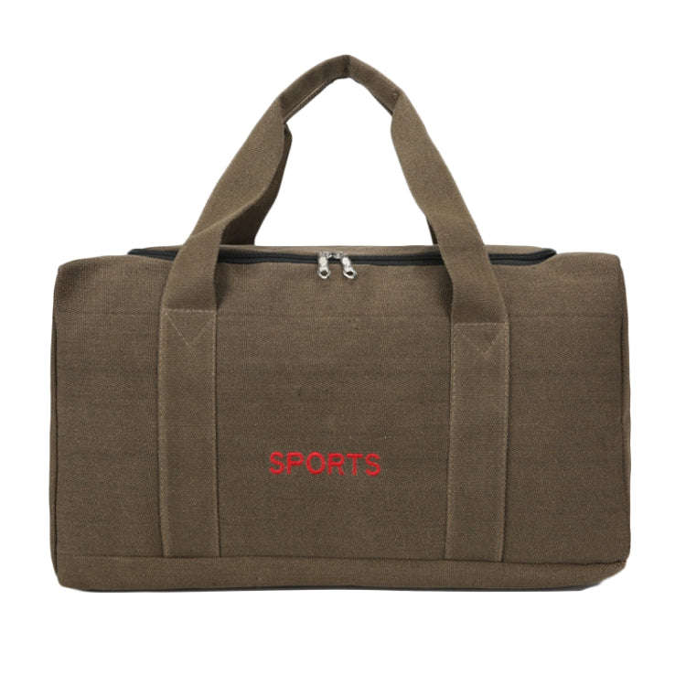 Portable Luggage Bag Canvas Large Capacity Travel Backpack Storage Moving Bag, Size: Small(Khaki)