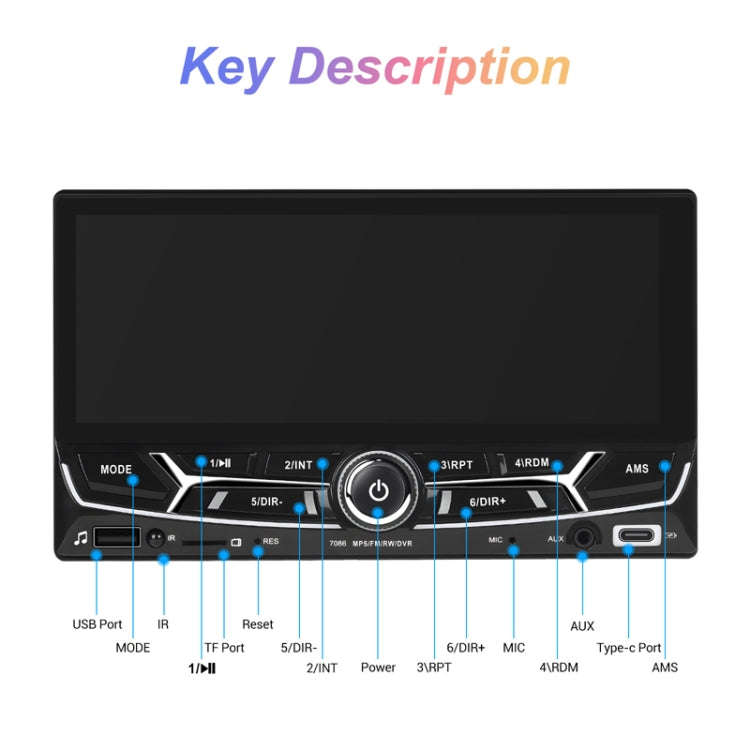 6.86inch Dual Butt Button Knob Player MP5 With Backup Camera Function / Bluetooth / CarPlay(Stand...