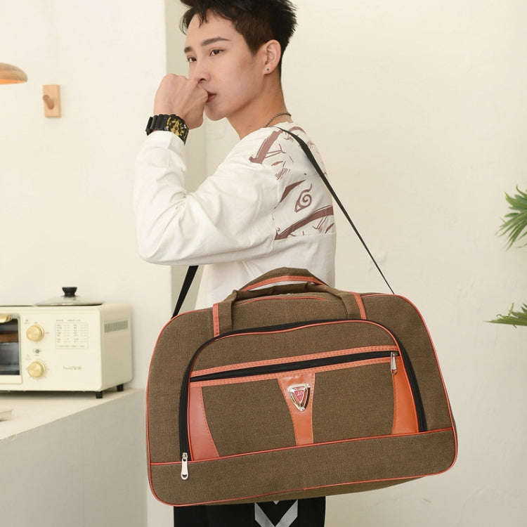 Large Capacity Travel Bag Men Short Trip Handheld Canvas Luggage Bag, Size: Small(Khaki)