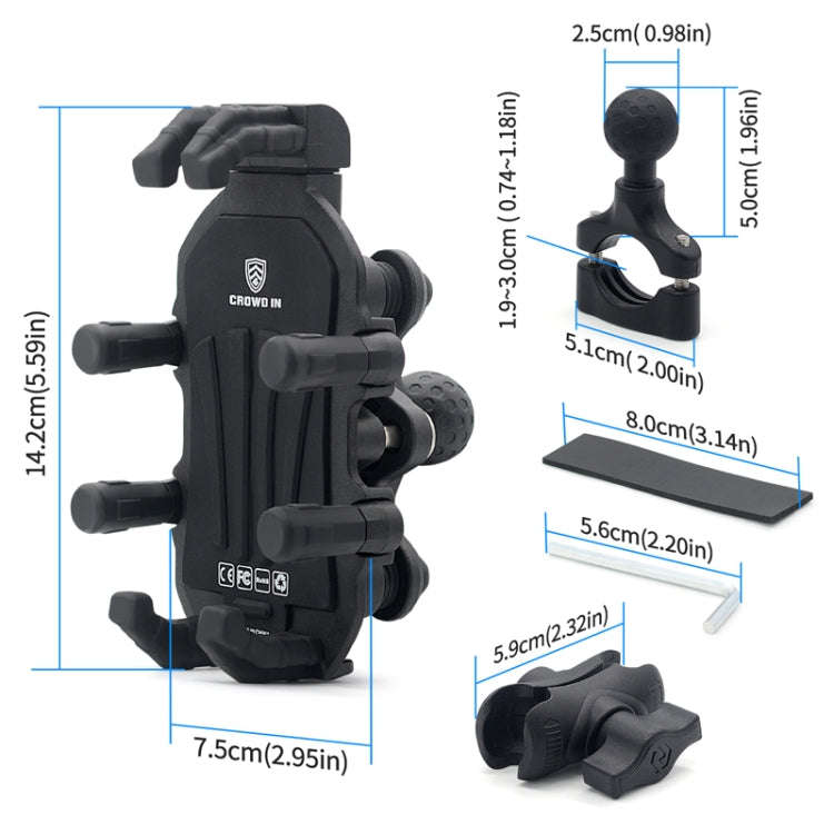 Outdoor Motorcycle Aluminum Alloy Shock-absorbing Mobile Phone Holder(Handlebar Model)