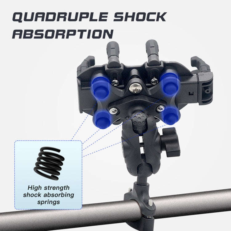 Outdoor Motorcycle Aluminum Alloy Shock-absorbing Mobile Phone Holder(Handlebar Model)