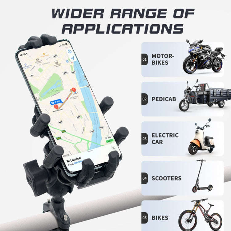 Outdoor Motorcycle Aluminum Alloy Shock-absorbing Mobile Phone Holder(Handlebar Model)