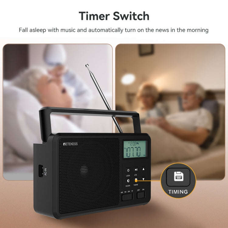 Retekess TR638 LCD Digital Display Full-Band Bluetooth FM Radio Support External Antenna(EU Plug)