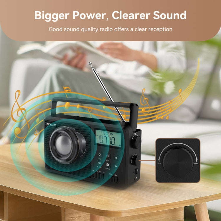 Retekess TR638 LCD Digital Display Full-Band Bluetooth FM Radio Support External Antenna(EU Plug)