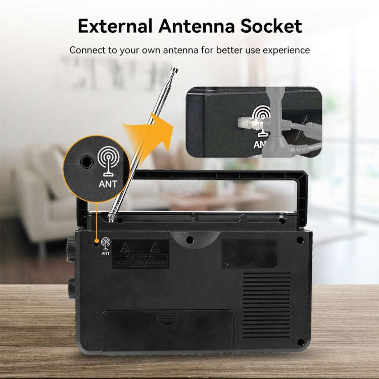 Retekess TR638 LCD Digital Display Full-Band Bluetooth FM Radio Support External Antenna(EU Plug)