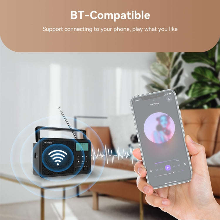 Retekess TR638 LCD Digital Display Full-Band Bluetooth FM Radio Support External Antenna(EU Plug)