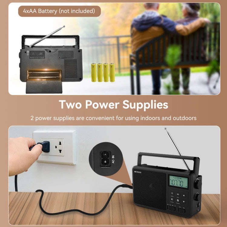 Retekess TR638 LCD Digital Display Full-Band Bluetooth FM Radio Support External Antenna(EU Plug)