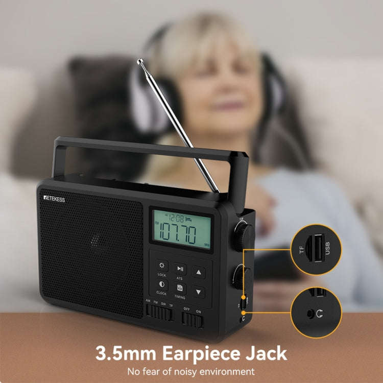 Retekess TR638 LCD Digital Display Full-Band Bluetooth FM Radio Support External Antenna(EU Plug)