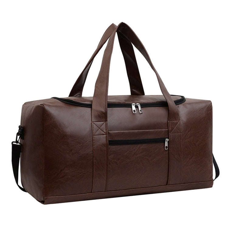 Large-capacity Business Handbag Men's Short Trip Travel Waterproof Leather Luggage Bag, Color: Sm...