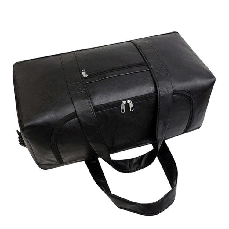 Large-capacity Business Handbag Men's Short Trip Travel Waterproof Leather Luggage Bag, Color: Sm...