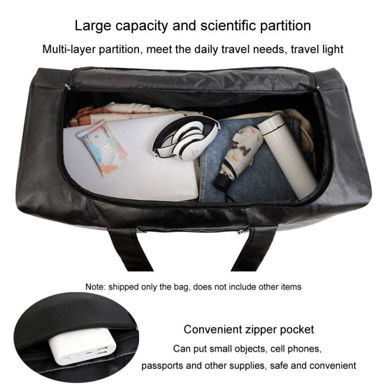 Large-capacity Business Handbag Men's Short Trip Travel Waterproof Leather Luggage Bag, Color: Sm...