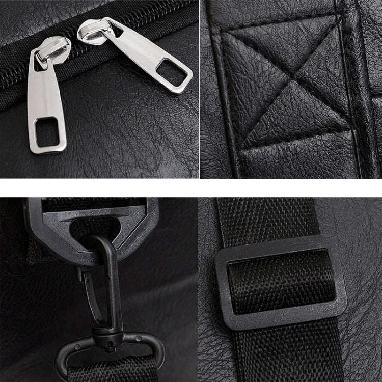 Large-capacity Business Handbag Men's Short Trip Travel Waterproof Leather Luggage Bag, Color: La...