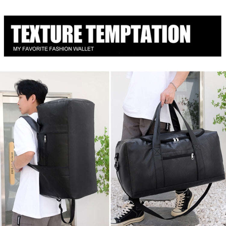 Large-capacity Business Handbag Men's Short Trip Travel Waterproof Leather Luggage Bag, Color: Sm...